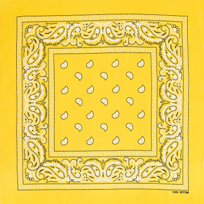 Duża BANDAMKA Bandana Modna Chusta do Włosów Bawełniana XL ŻÓŁTA Paisley - Pakojeans.pl