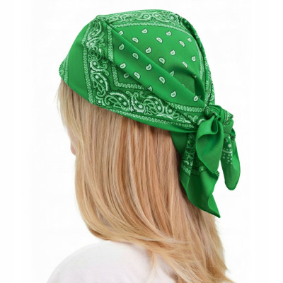 Duża BANDAMKA Bandana Modna Chusta do Włosów Bawełniana XL ZIELONA Paisley - Pakojeans.pl