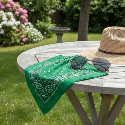 Duża BANDAMKA Bandana Modna Chusta do Włosów Bawełniana XL ZIELONA Paisley - Pakojeans.pl