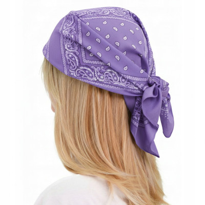 Duża BANDAMKA Bandana Modna Chusta do Włosów Bawełniana XL FIOLETOWA Paisley - Pakojeans.pl