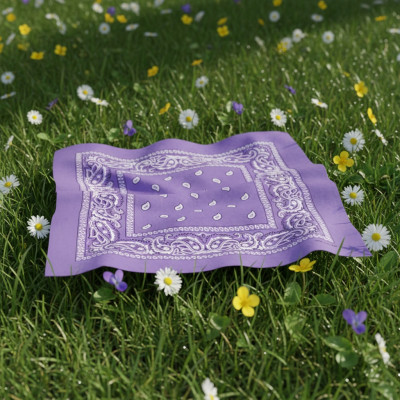 Duża BANDAMKA Bandana Modna Chusta do Włosów Bawełniana XL FIOLETOWA Paisley - Pakojeans.pl