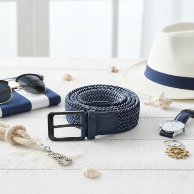 PASEK Pleciony MĘSKI do Spodni LUKE Elastyczny Gumowy GRANATOWY Pako Jeans - Pakojeans.pl