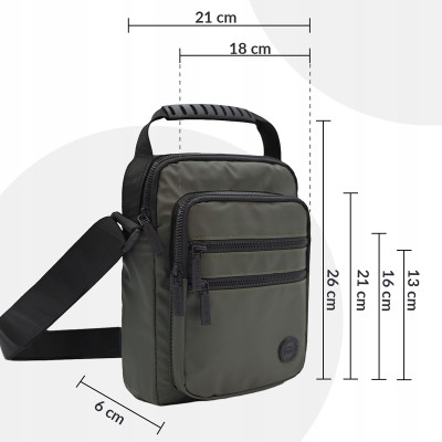 TORBA Męska na RAMIĘ Duża Saszetka na Pasku z Uchwytem ZIELONA Pako Jeans - Pakojeans.pl