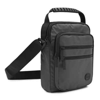 TORBA Męska na RAMIĘ Duża Saszetka na Pasku z Uchwytem SZARA Pako Jeans - Pakojeans.pl