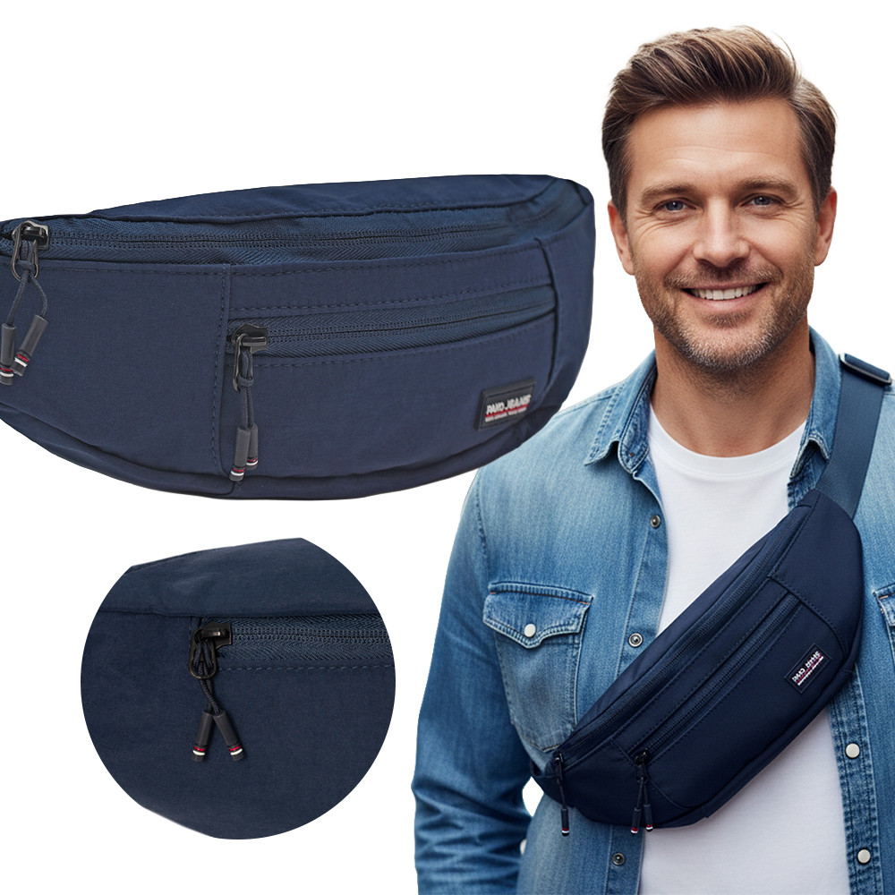 SASZETKA Sportowa na Pas Nerka Męska Biodrówka GRANATOWA Pako Jeans - Pakojeans.pl