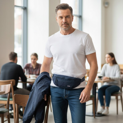 SASZETKA Sportowa na Pas Nerka Męska Biodrówka GRANATOWA Pako Jeans - Pakojeans.pl