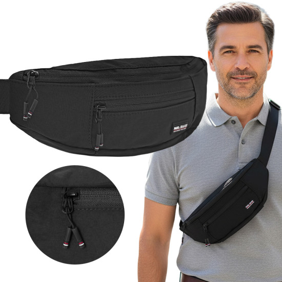 SASZETKA Sportowa na Pas Nerka Męska Biodrówka CZARNA Pako Jeans - Pakojeans.pl