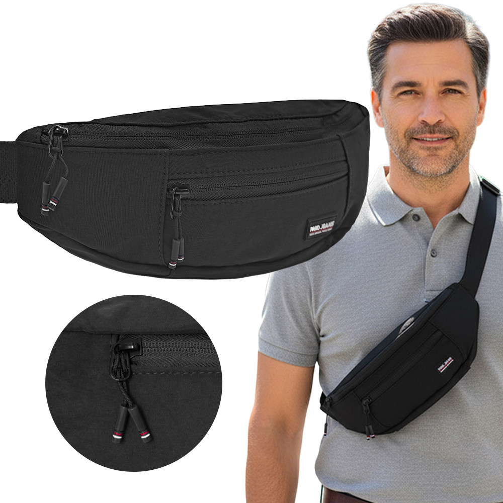 SASZETKA Sportowa na Pas Nerka Męska Biodrówka CZARNA Pako Jeans - Pakojeans.pl