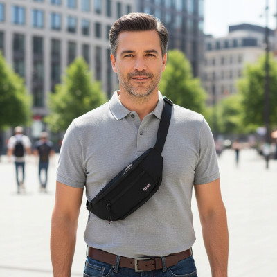 SASZETKA Sportowa na Pas Nerka Męska Biodrówka CZARNA Pako Jeans - Pakojeans.pl