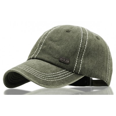 CZAPKA z Daszkiem Bejsbolówka Męska Bawełniana OLIWKOWA Vintage Pako Jeans - Pakojeans.pl