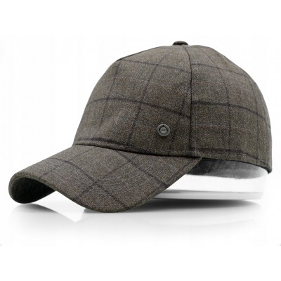 Czapka z Daszkiem Bejsbolówka BRĄZOWA w Elegancką Kratę Pako Jeans - Pakojeans.pl