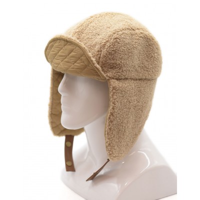 Czapka Zimowa USZATKA Pilotka Pikowana Męska Damska BEŻOWA Pako Jeans - Pakojeans.pl