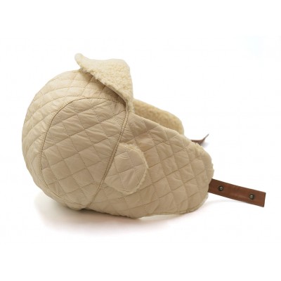 Czapka Zimowa USZATKA Pilotka Pikowana Męska Damska ECRU Pako Jeans - Pakojeans.pl