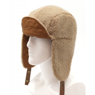 Czapka Zimowa USZATKA Pilotka Pikowana Męska Damska KARMELOWA Pako Jeans - Pakojeans.pl