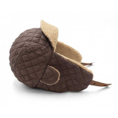 Czapka Zimowa USZATKA Pilotka Pikowana Męska Damska BRĄZOWA Pako Jeans - Pakojeans.pl