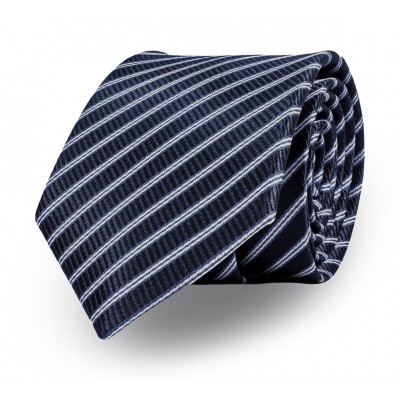 Elegancki KRAWAT Męski Klasyczny GRANATOWY Paski M.17 Pako Jeans - Pakojeans.pl